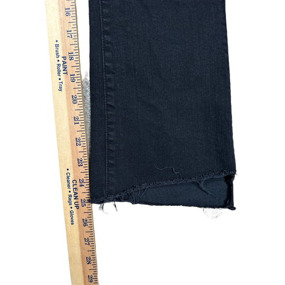 Mother Size 26 The Insider Crop Step Fray Jeans Not Guilty Black Stretch - Picture 6 of 11